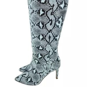 Blue Snakeskin Heel Boots